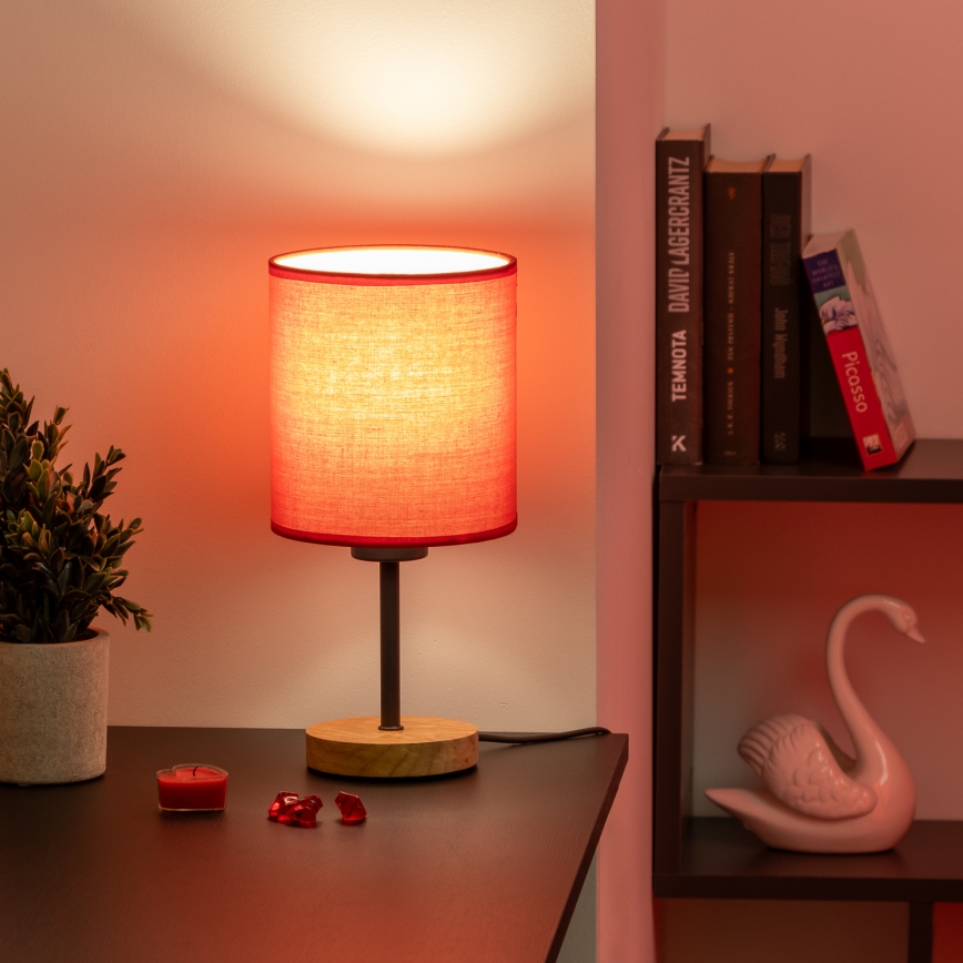 Lampă de masă Brilagi NUBILA WOOD 1xE27/25W/230V stejar/roșu