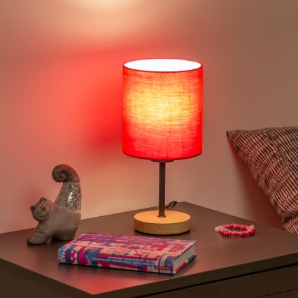 Lampă de masă Brilagi NUBILA WOOD 1xE27/25W/230V stejar/roz