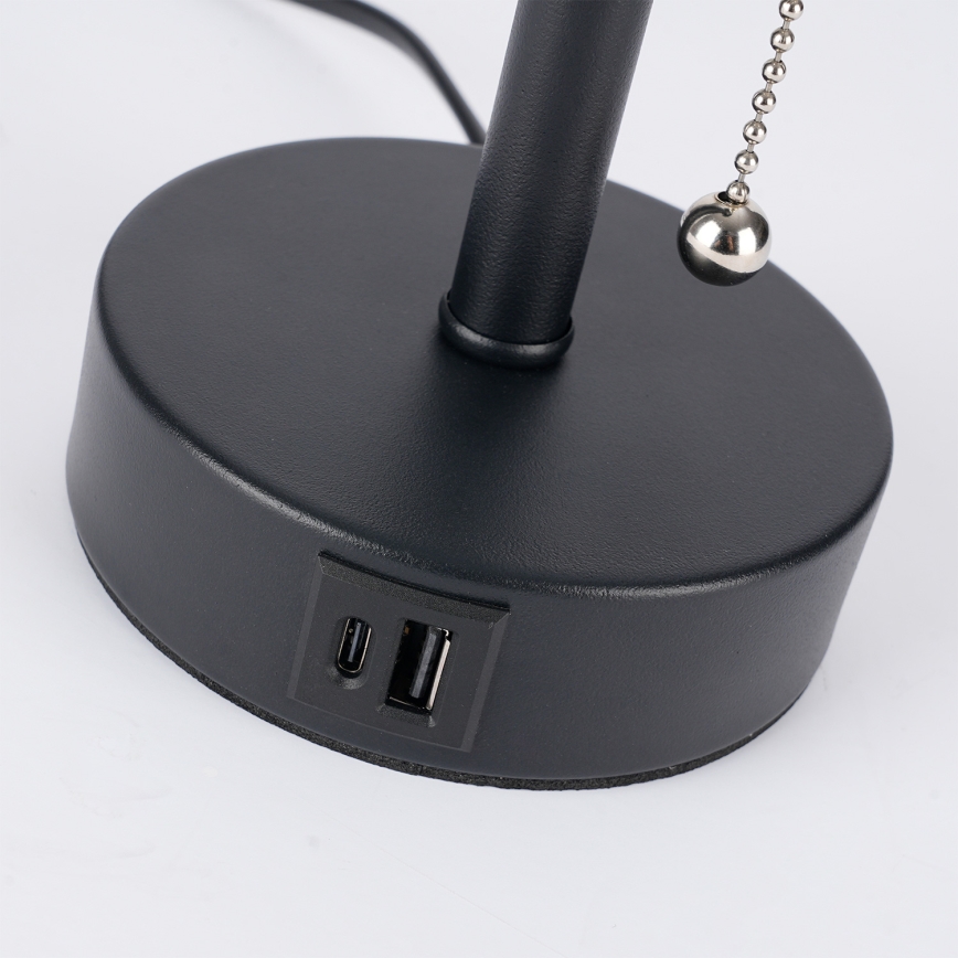 Lampă de masă Brilagi TABLON cu port USB, 1xE27/25W/230V, negru/bej