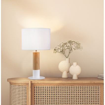 Lampă de masă CARROL 1xE27/40W/230V albă/maro