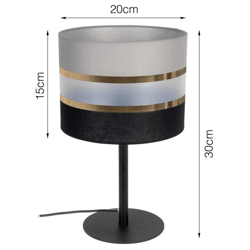 Lampă de masă CORAL 1xE27/60W/230V neagră/gri