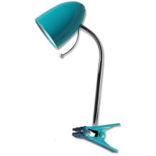 Lampă de masă cu clemă 1xE27/11W/230V albastră/crom Aigostar