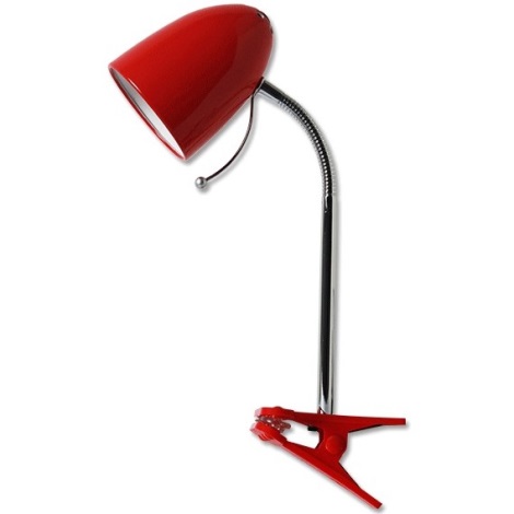Lampă de masă cu clemă 1xE27/11W/230V roșie/crom Aigostar