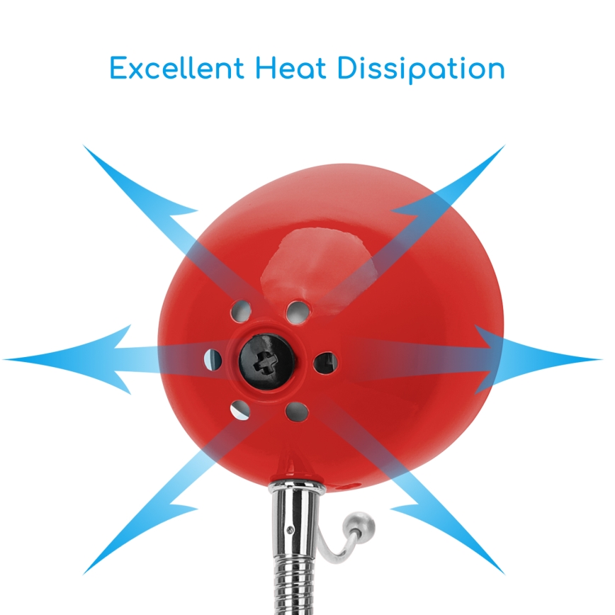 Lampă de masă cu clemă 1xE27/11W/230V roșie/crom Aigostar