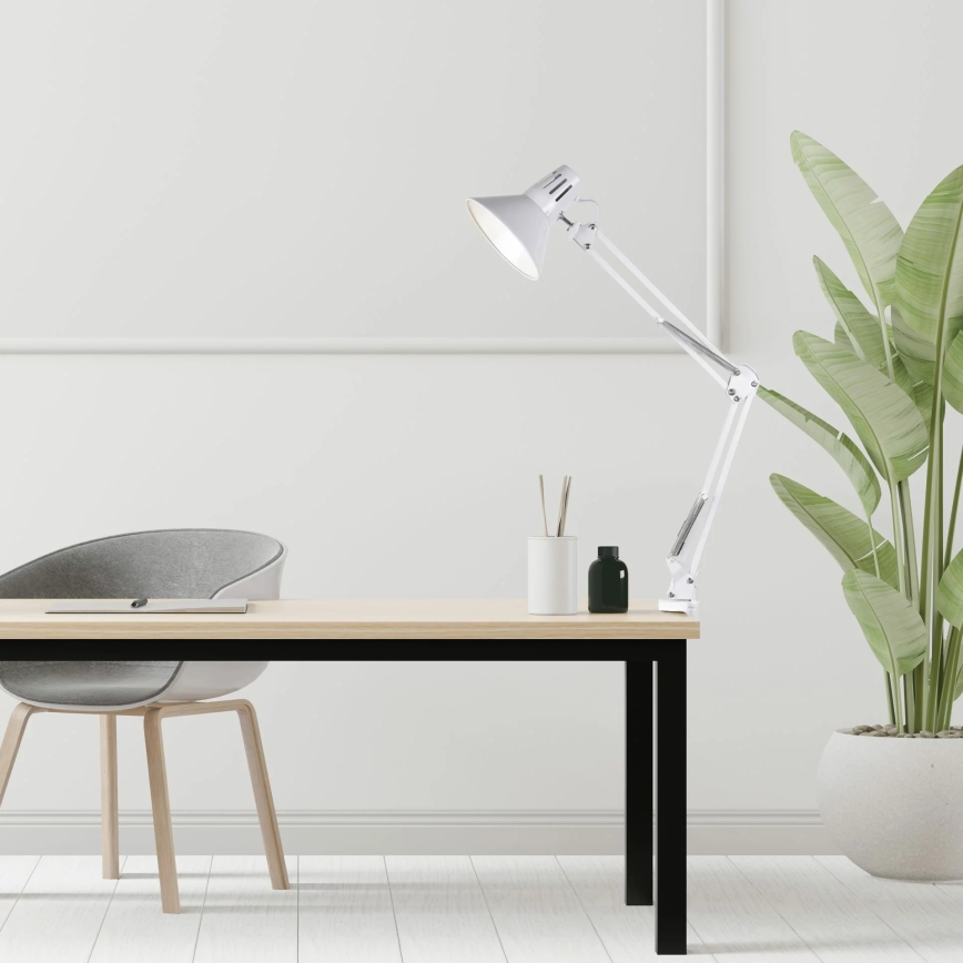 Lampă de masă cu clemă WORKER 1xE27/10W/230V albă