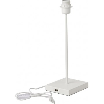 Lampă de masă cu port USB 1xE27/15W/230V, albă