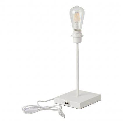 Lampă de masă cu port USB 1xE27/15W/230V, albă