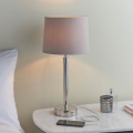 Lampă de masă cu port USB Endon 72175 SYON 1xE14/40W/230V crom lucios/bej