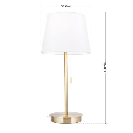 Lampă de masă cu port USB LUDWIG 1xE27/40W/230V 50 cm alb/auriu