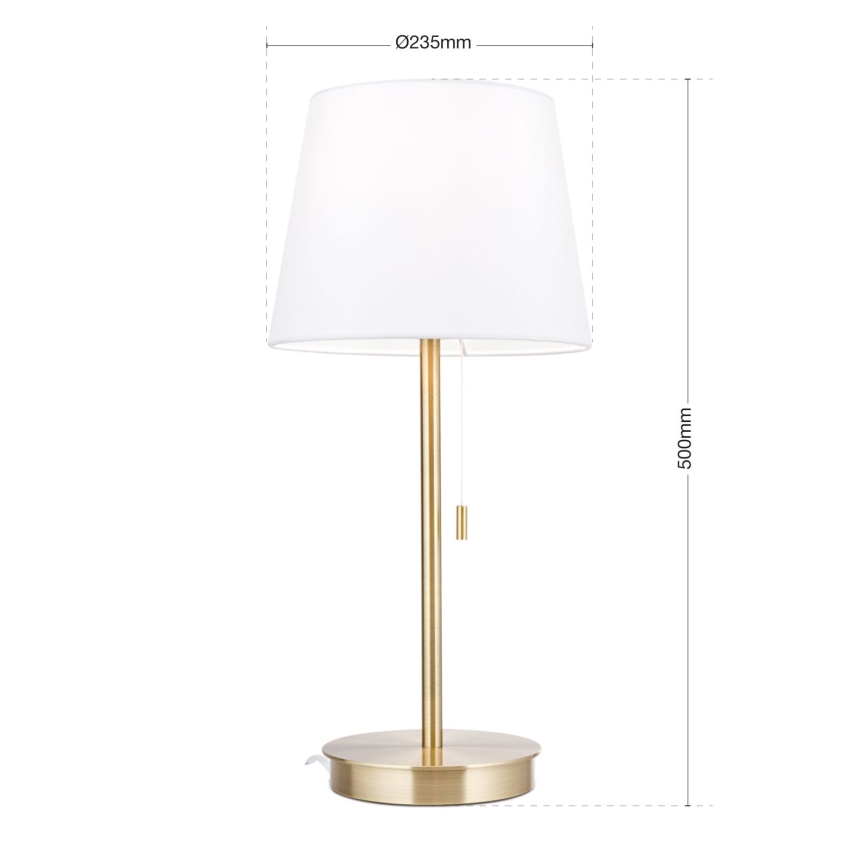 Lampă de masă cu port USB LUDWIG 1xE27/40W/230V 50 cm alb/auriu