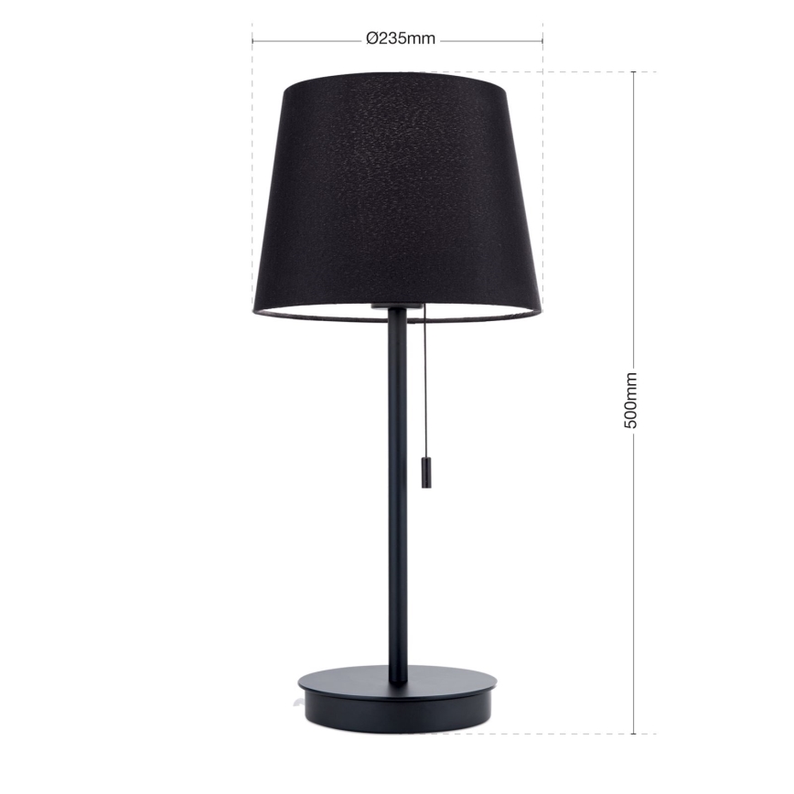 Lampă de masă cu port USB LUDWIG 1xE27/40W/230V 50 cm negru
