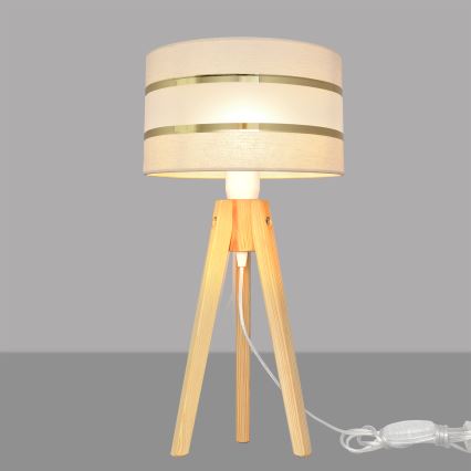 Lampă de masă HELEN 1xE27/15W/230V crem/auriu/pin