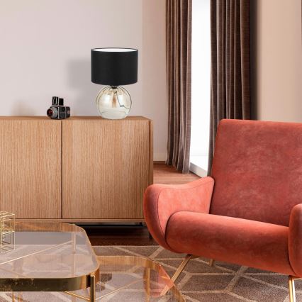 Lampă de masă JETTE 1xE27/15W/230V negru/bej