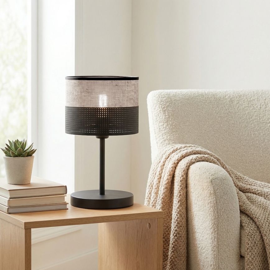 Lampă de masă KARBON 1xE27/15W/230V negru/gri