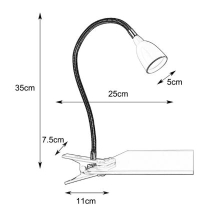 Lampă de masă LED cu clemă Markslöjd 106092 TULIP LED/3W/230V neagră