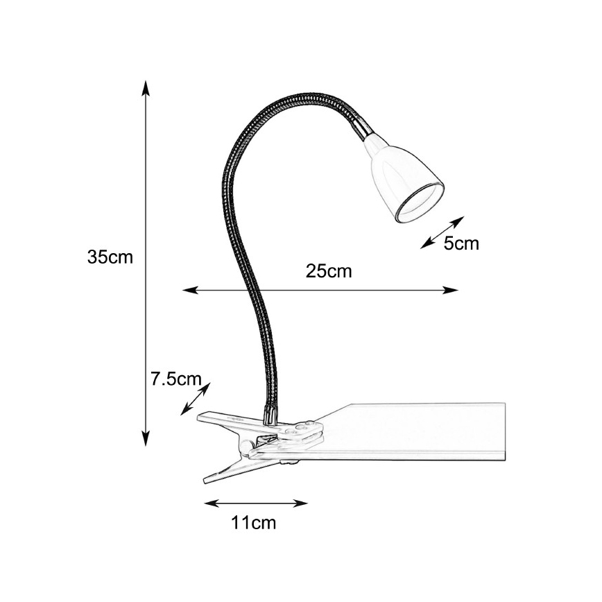 Lampă de masă LED cu clemă Markslöjd 106092 TULIP LED/3W/230V neagră