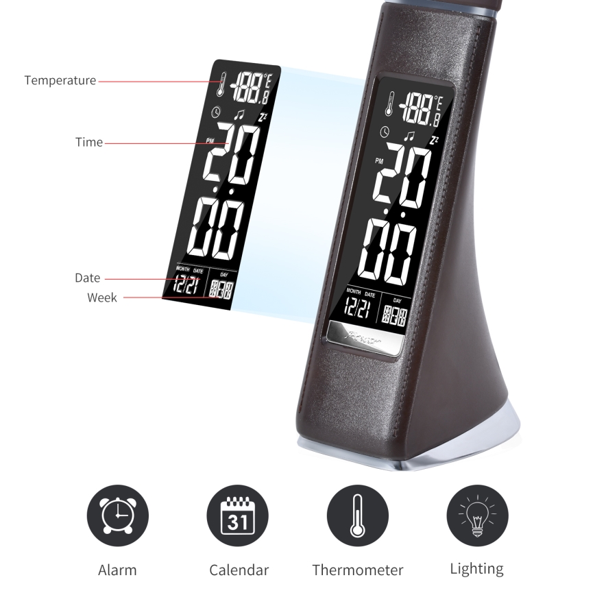 Lampă de masă LED dimabilă cu afișaj LEATHER LED/7W/230V