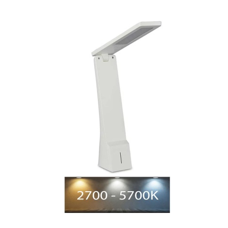 Lampă de masă LED dimabilă tactilă reîncărcabilă USB LED/4W/5V 1200 mAh 2700K-5700K albă/argintie