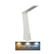 Lampă de masă LED dimabilă tactilă reîncărcabilă USB LED/4W/5V 2700K-5700K albă/argintie