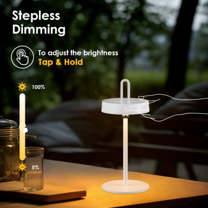 LED lampă de masă tactilă reglabilă, reîncărcabilă pentru exterior GENTLE LED/1,5W/3,7V 3000 mAh IP44 albă