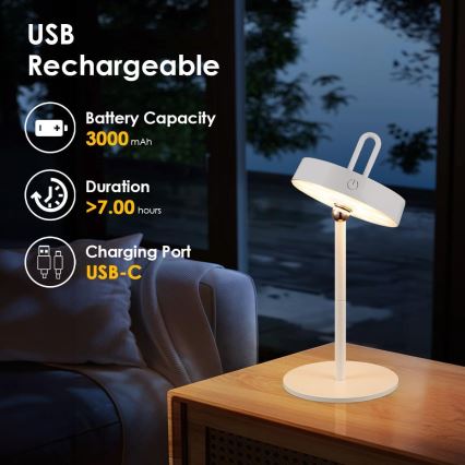 LED lampă de masă tactilă reglabilă, reîncărcabilă pentru exterior GENTLE LED/1,5W/3,7V 3000 mAh IP44 albă