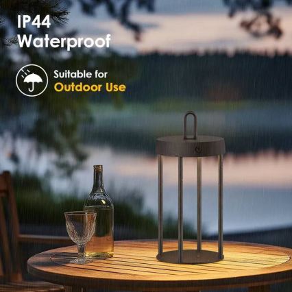 Lampă de masă LED dimmabilă, tactilă, reîncărcabilă, pentru exterior GENTLE LED/1,5W/3,7V 3000 mAh IP44 neagră