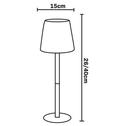 Lampă de masă pentru exterior LUCIA LED RGBW, dimabilă, cu control tactil, 2W/5V, 1800/2700/6500K, 3600 mAh, IP44, bej