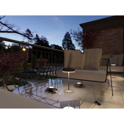 Lampă de masă LED solară reîncărcabilă VIVIEN, cu reglare a luminozității, 3W/5V, 2700K, 1600 mAh, IP54, negru