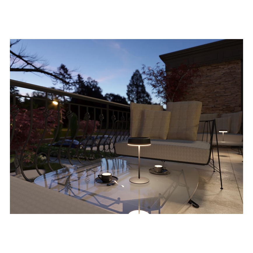 Lampă de masă LED solară reîncărcabilă VIVIEN, cu reglare a luminozității, 3W/5V, 2700K, 1600 mAh, IP54, negru