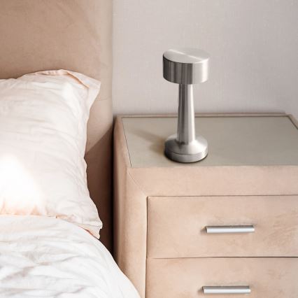Lampă de birou LED tactilă reglabilă SIMPLY, 5V, 2700/4000/6500K, 800 mAh, crom lucios