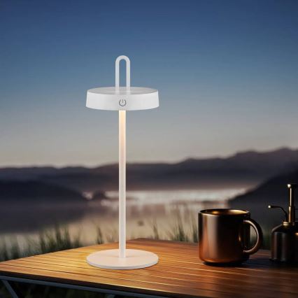 Lampă de masă tactilă LED dimmabilă, reîncărcabilă, pentru exterior, SHINE LED/1,5W/3,7V 3000 mAh IP44, albă