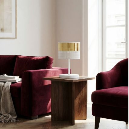 Lampă de masă LUX 1xE27/15W/230V alb/auriu