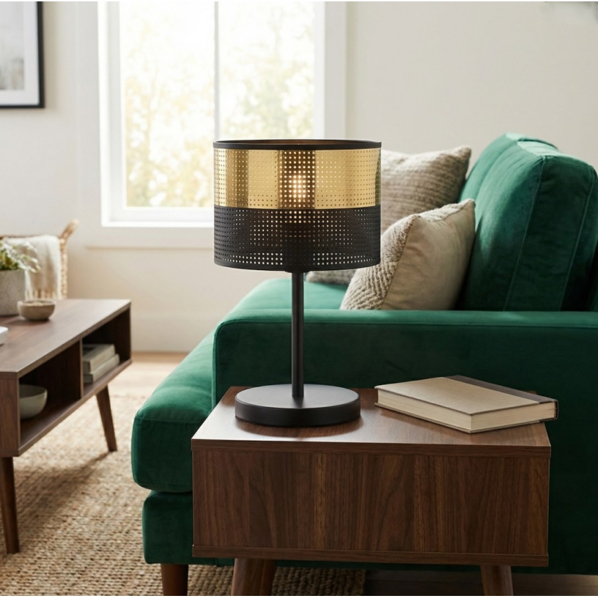 Lampă de masă LUX 1xE27/15W/230V negru/auriu