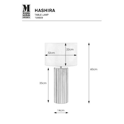 Lampă de masă Markslöjd 108669 HASHIRA 1xE27/40W/230V alb/alamă