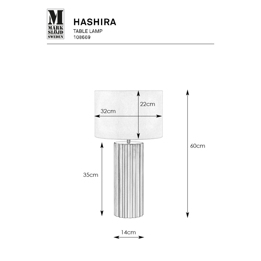 Lampă de masă Markslöjd 108669 HASHIRA 1xE27/40W/230V alb/alamă