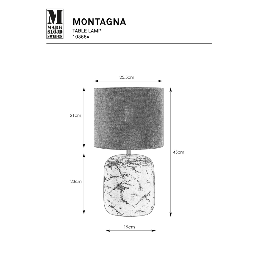 Lampă de masă Markslöjd 108684 MONTAGNA 1xE14/40W/230V 45 cm bej/negru