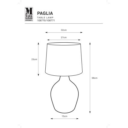 Lampă de masă Markslöjd 108771 PAGLIA 1xE27/40W/230V alb/ratan