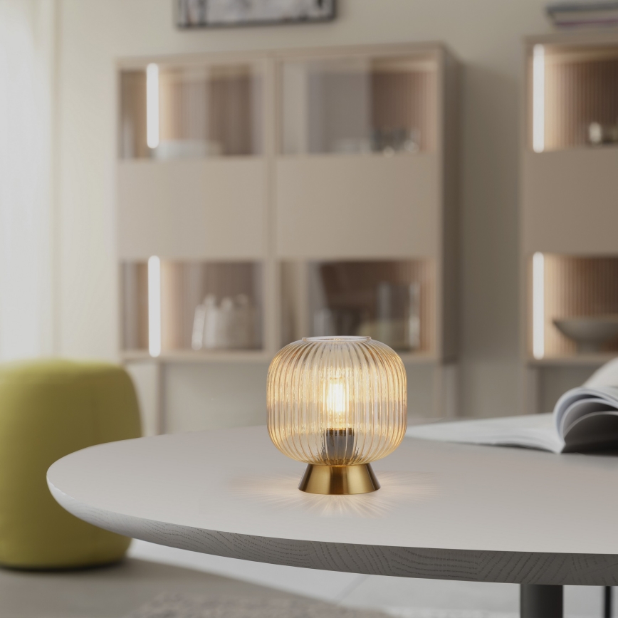 Schöner Wohnen 13573-27 - Lampă de masă NAMI 1xE27/25W/230V auriu/bej/fumuriu