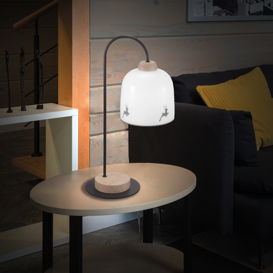 Lampă de masă NONNA 1xE27/60W/230V căprioară stejar/alb/gri Kolarz A1352.71.Gr.100