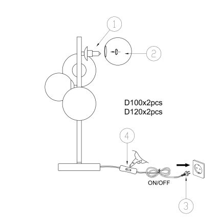 Lampă de masă ONLI PALOMA 4xG9/10W/230V 48 cm auriu