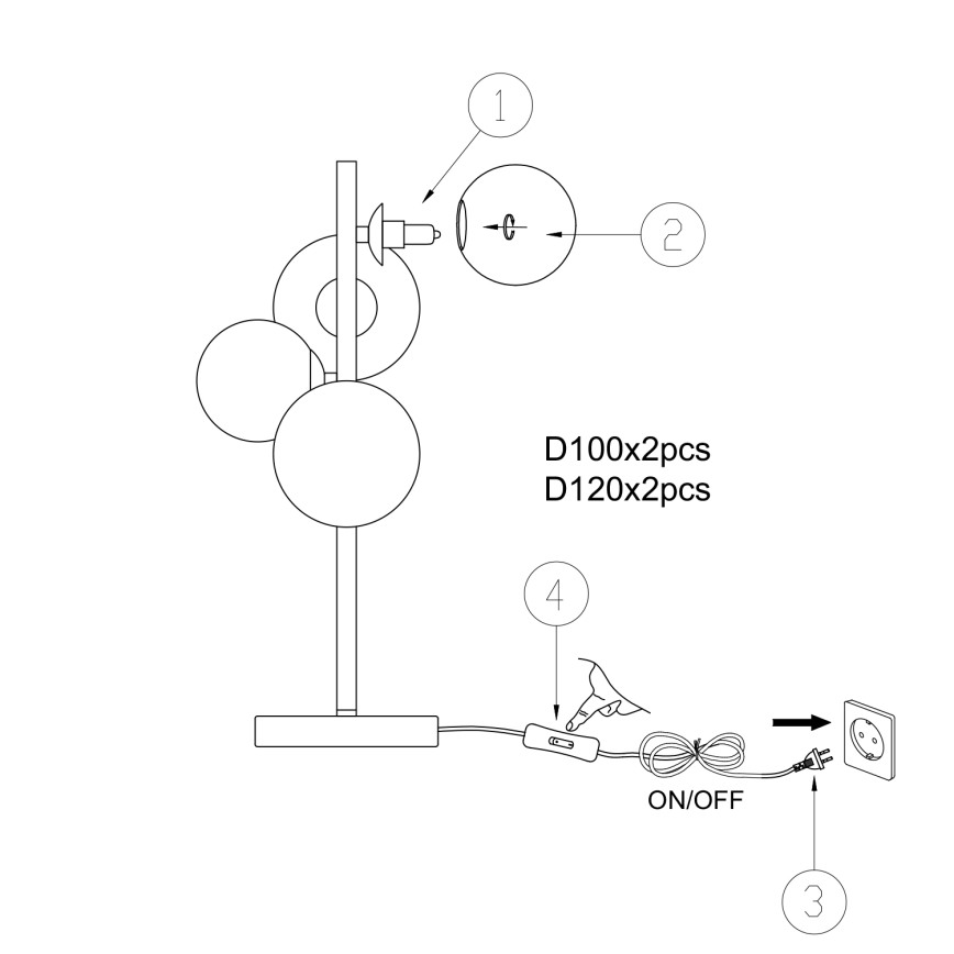Lampă de masă ONLI PALOMA 4xG9/10W/230V 48 cm auriu