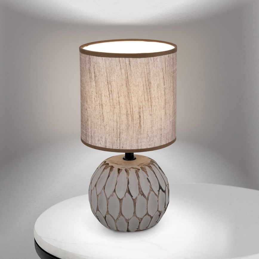 Lampă de masă PINIA 1xE14/25W/230V ceramică bej/gri