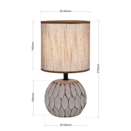 Lampă de masă PINIA 1xE14/25W/230V ceramică bej/gri