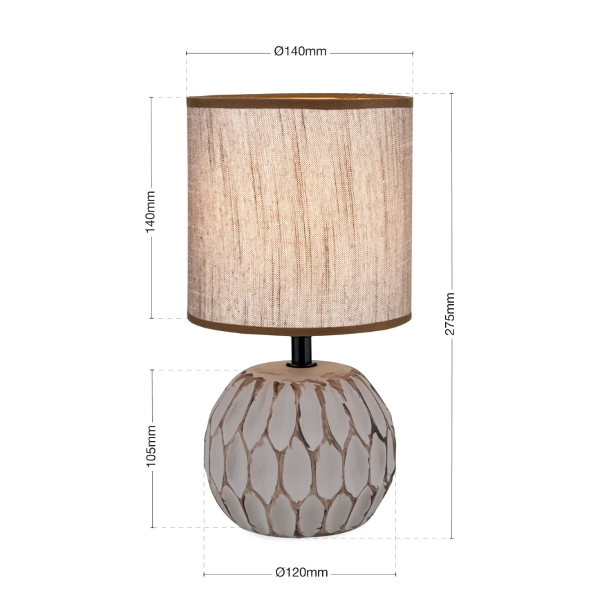 Lampă de masă PINIA 1xE14/25W/230V ceramică bej/gri