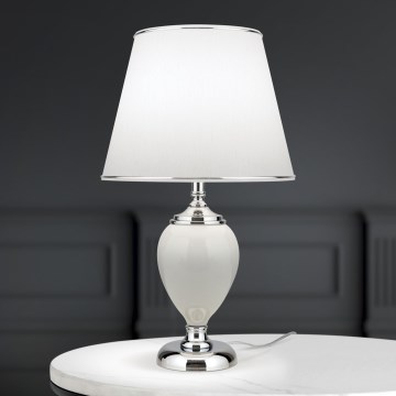 Lampă de masă OVUM 1xE27/40W/230V 48 cm ceramică alb/crom