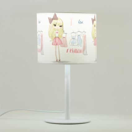 Lampă de masă pentru copii GIRLS VIBES 1xE27/60W/230V, diametru 18 cm, Iubesc moda