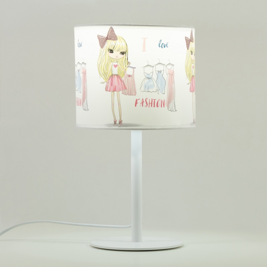 Lampă de masă pentru copii GIRLS VIBES 1xE27/60W/230V, diametru 18 cm, Iubesc moda
