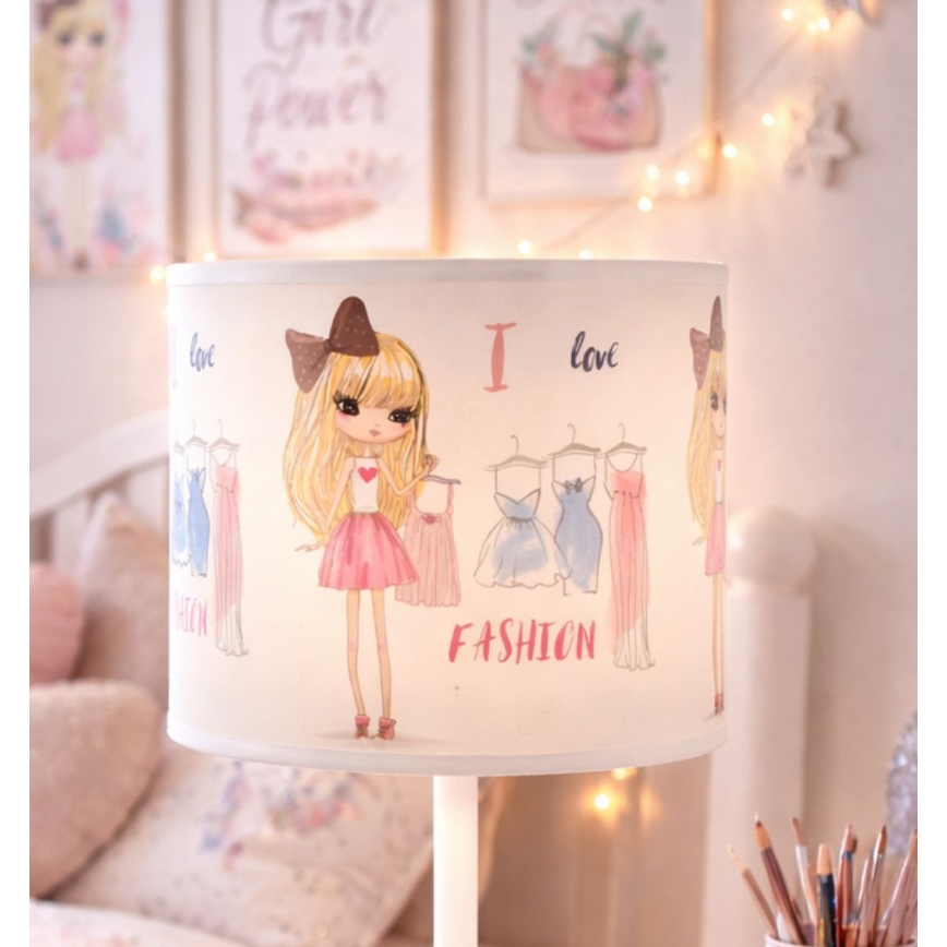 Lampă de masă pentru copii GIRLS VIBES 1xE27/60W/230V, diametru 18 cm, Iubesc moda