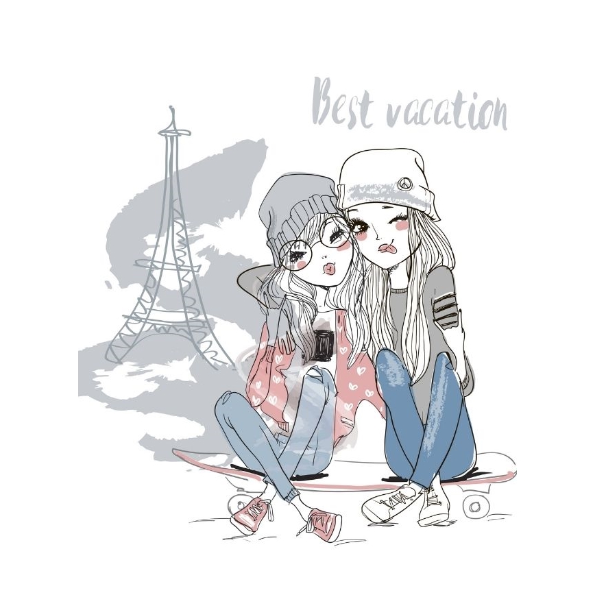 Lampă de masă pentru copii GIRLS VIBES 1xE27/60W/230V, Ø 18 cm, Paris