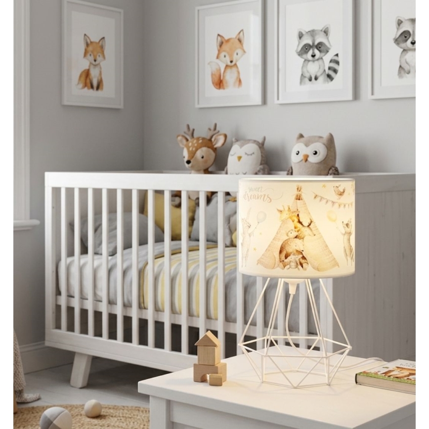 Lampă de masă pentru copii KIDS ROOM 1xE27/60W/230V Ø 18 cm cu animăluțe